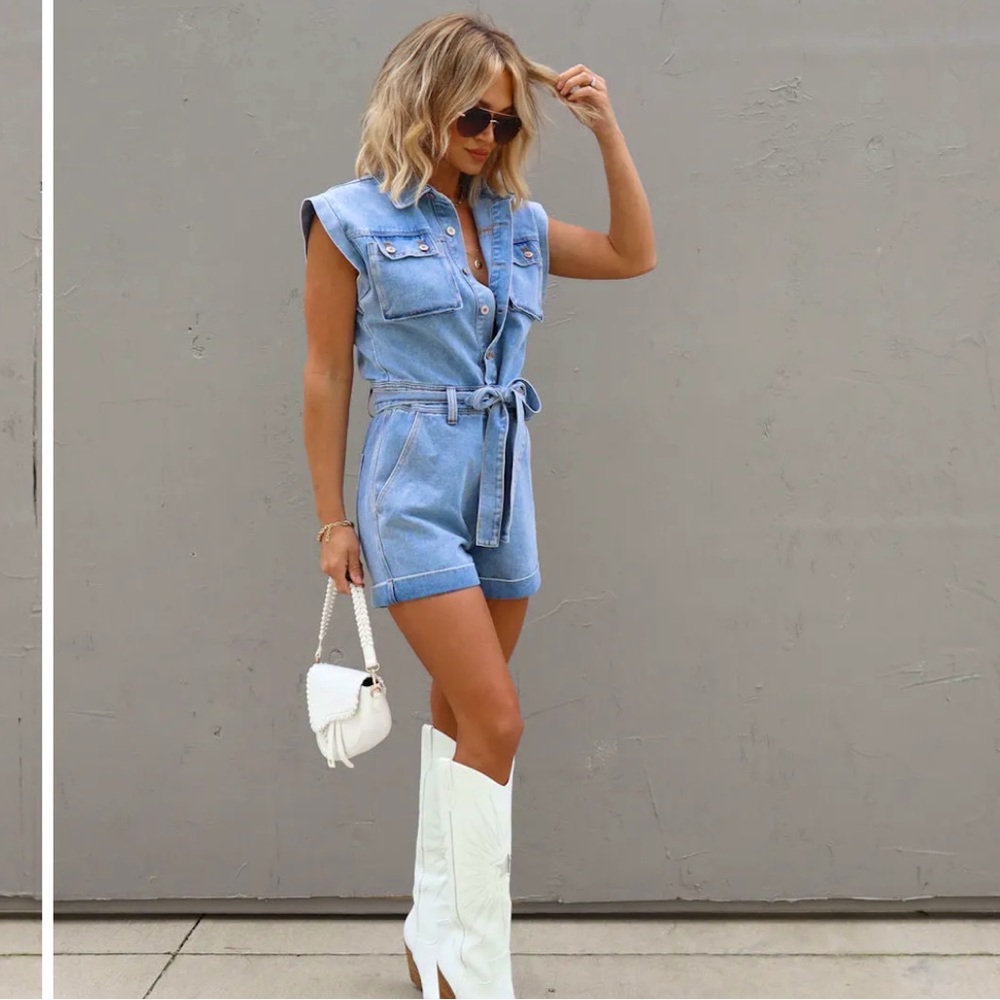 VICI adorable Denim Romper- SOLD out- hard to find!